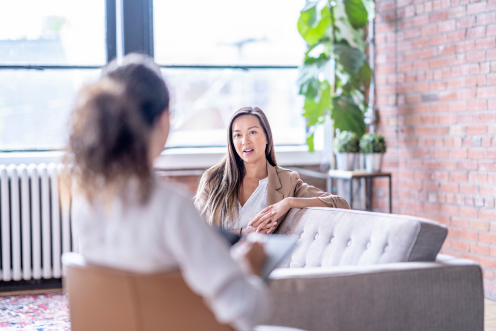 Therapist and client in a counseling session at Inner Voyage Recovery Center.