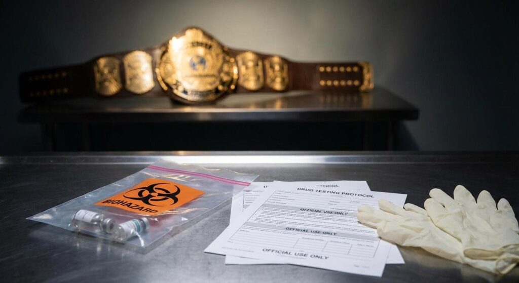 A WWE drug testing kit symbolizing the Talent Wellness Policy in professional wrestling.