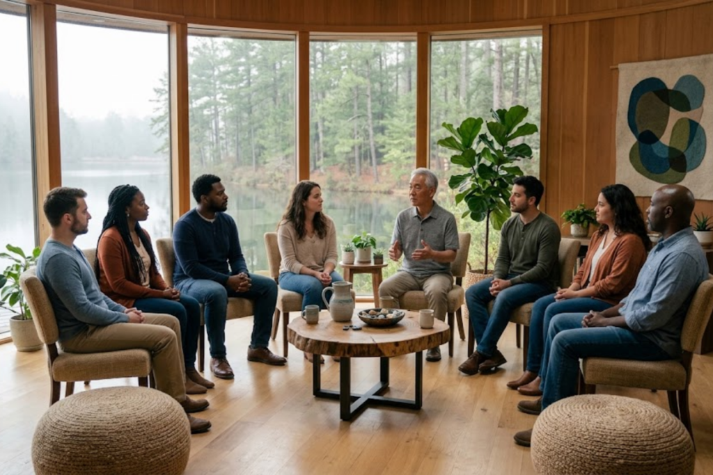 Group therapy session at Inner Voyage Recovery Center in Atlanta.